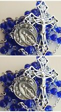 Catholic Lot 2 x Blessed Mother Rosary Blue Glass picture