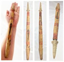 RARE Authentic Flint Arrowhead Knife with Original Wood Handle - Date Est 1000AD picture