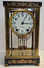 Antique 1900 Working SETH THOMAS Victorian Brass & Glass Crystal Regulator Clock picture