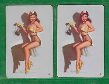 2 Vintage Earl MacPherson Replacement Jokers Pinup Playing Cards - 1946 Calendar picture