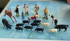 Lot Of 19 Vintage? Plastic Britains Farm Animals & Workers Horse Cow Pigs Tracks picture