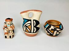 RC Jemez New Mexico Pueblo Miniature Pottery Wedding Vase/ Pair Clay Storyteller picture