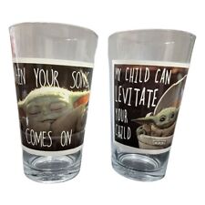 Star Wars The Mandalorian THE CHILD 16oz Glass 2-pack Brand New In Box picture