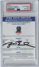 PRESIDENT GEORGE W BUSH SIGNED OSAMA BIN LADEN WANTED POSTER PSA DNA AUTOGRAPH picture