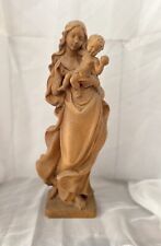 Stunning Vintage Solid Wood Carved Madonna And Child Statue 20” Tall picture