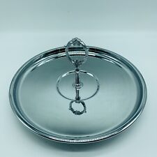 Vintage Circular Chrome Serving Tray Stand 12.5” w/handle picture