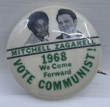 Vintage Political Pinback Mitchell & Zagarell 1968 VOTE COMMUNIST picture