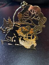 DANBURY MINT~1985 Christmas Ornament~SKATERS~Gold Platted picture