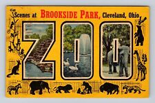 Cleveland OH-Ohio, Scenes In Brookside Park, Zoo, Vintage c1955 Postcard picture
