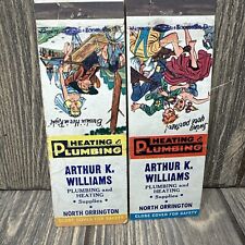 Vtg Lot of 2 Arthur K Williams Plumbing & Heating Matchbook Cover Advertisement picture