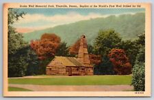 Vintage Postcard PA Titusville Drake Well Memorial Park Linen ~12345 picture