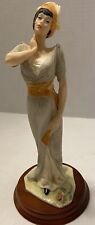 La Verona Collection Figurine 40’s Era Lady In Gray Orange Hat  picture