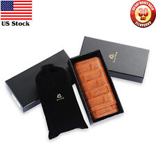 Galiner Brown Leather Cedar Wood Travel Cigar Case 3 Tubes Holder Humidor picture