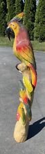 Huge 5’ Tall ARTIST CREATED - HAND CARVED - SOLID WOOD HAND PAINTED PARROTS picture