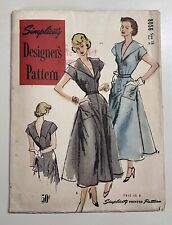 Very Rare 1940s Simplicity Designer Sewing Pattern 8056 V Neck Dress Sz 18 UNCUT picture