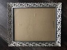 Vintage Picture Frame 9.5 X 11.5 Vintage Silver Ornate Filigree Tabletop Or Wall picture