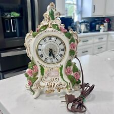 Vintage Lanshire Electric Porcelain Decorative Mantel Shelf Clock WORKING READ picture
