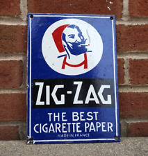 VINTAGE ZIG ZAG PORCELAIN SIGN CIGARETTE PAPERS SMOKING TOBACCO GAS OIL RARE AD picture
