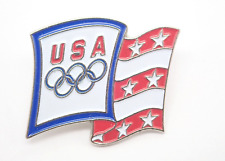 American Flag USA Olympic Rings Vintage Lapel Pin picture