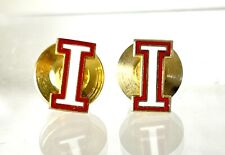 Vintage Two INDIANA UNIVERSITY  “I” I Logo Pins Red White Enamel In Brass IU 2 picture