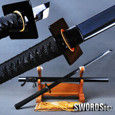 Cool Black Blade  Iron Square Tsuba Ninjato Carbon Steel Japanese Ninja Sword  picture