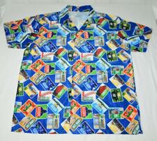 Wachusett Brewery Craft Beer Labels Hawaiian Style Aloha Camp Shirt Mens 2XL picture