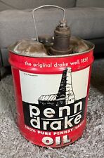 HUGE 5 gallon PENN DRAKE OIL metal can RARE Pennsylvania US STEEL vintage picture
