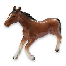 Vintage Kasuga Ware Brown Horse White Feet & Nose Ceramic Figurine picture