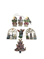 Lot Of 7 Vintage German Wood Christmas Ornaments Angel Nativity Tree Women picture