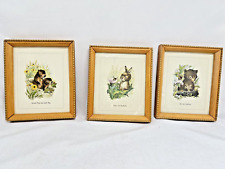 Vintage Maurice Day, Orig Bambi Disney Artist, 3 wall art Set Bee,Bear,Ladybug + picture