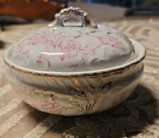 ANTIQUE W H GRINDLEY SEMI-PORCELAIN COVERED VANITY SOAP DISH ♡ MADE IN ENGLAND  picture