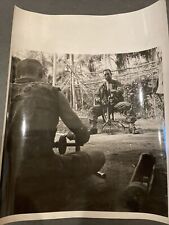 WWII press photo Philippines, Soldier Sharpening Knife, Infantry picture