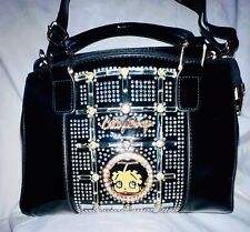 Betty Boop Women's Purse Shoulder Bag Shiny Black Bag Medium picture