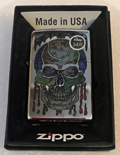 Zippo Chrome Skull In Fuzion Black Bat Artistic Lighter picture