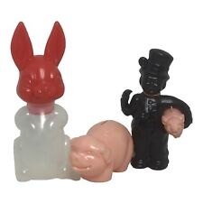 E40* 3 Vintage Lucky Charm New Year, Piggy Bank and Easter Bunny Candy Container picture