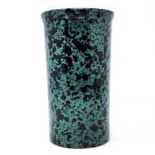 Bennington Potters Pottery - Tall Utensil Crock #1398 - BLACK ON GREEN AGATE picture
