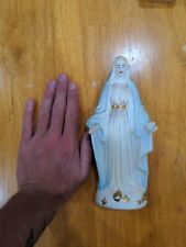Vintage Antique Ceramic Statue Blessed Virgin Mary Multicolored picture