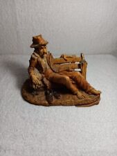 VIntage Bare Foot Hobo On A Bench Carving Figurine by Artist F. Ingargiola Italy picture
