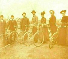 Antique Cabinet Card Photo of Group 7 People With Bicycles picture