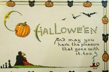 Halloween Postcard Bergman Fantasy ArtwrokFancy Border Harvard Mass Antique picture