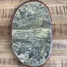 CHEROKEE NC - Vtg 90s Drawing Wood Slice Cut Souvenir Wall Hanging picture