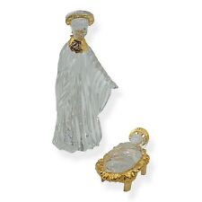 Gorham Crystal Glass & Gold Nativity Baby Jesus & Holy Mary Mother Madonna 6.5