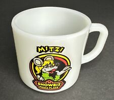 RARE 1980 SHOWBIZ PIZZA PLACE - MITZI Anchor Hocking COLLECTIBLE MILK GLASS CUP picture