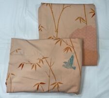Vintage 70s Martex Hanae Mori QUEEN Sheets Fitted Flat Asian Salmon Blue Peach picture