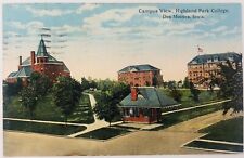 Vintage Des Moines Iowa IA Highland Park College Campus View Postcard 1918 picture
