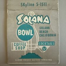 Vintage 1950s Solana Bowl Solana Beach CA Googie Coffee Shop Matchbook Cover picture