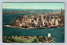 Manhattan NY-New York, Aerial View Manhattan, East River, c1965Postcard picture