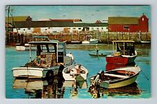 Rockport MA-Massachusetts, Scenic View Lobster Boats, Vintage Postcard picture