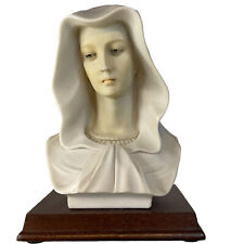 Veiled Madonna Virgin Mary Bust Sculpture 1986 Alabaster Composite 7” Vintage picture