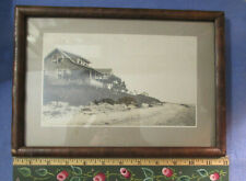 VINTAGE 1928 PLUM BEACH SAYBROOK CT FRAMED COTTAGE PHOTO 8 1/4 X 11 3/4 INCHES picture
